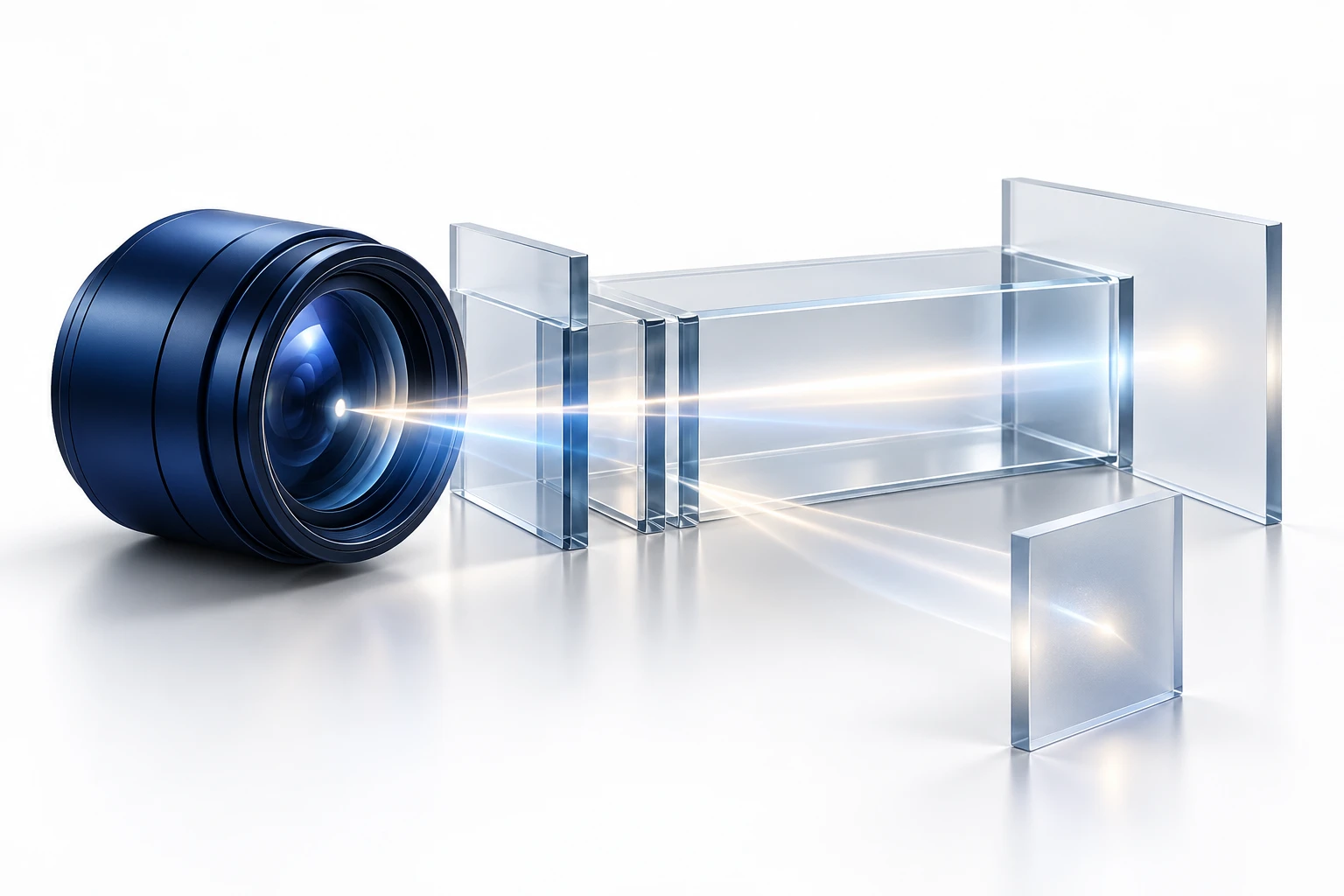 Concept illustration of camera authenticity using navy and frosted glass