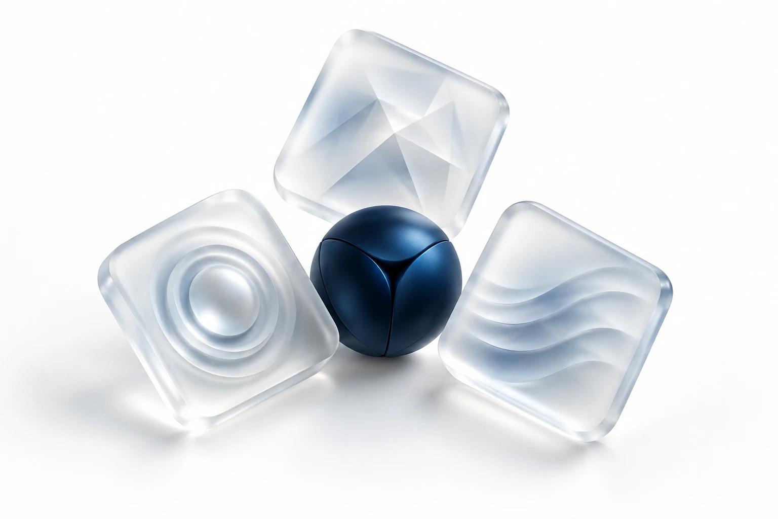 Concept illustration of risk engine using navy and frosted glass